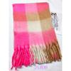 Autumn and winter rainbow plaid warm scarf sweet soft waxy long mohair fringed scarf retro
