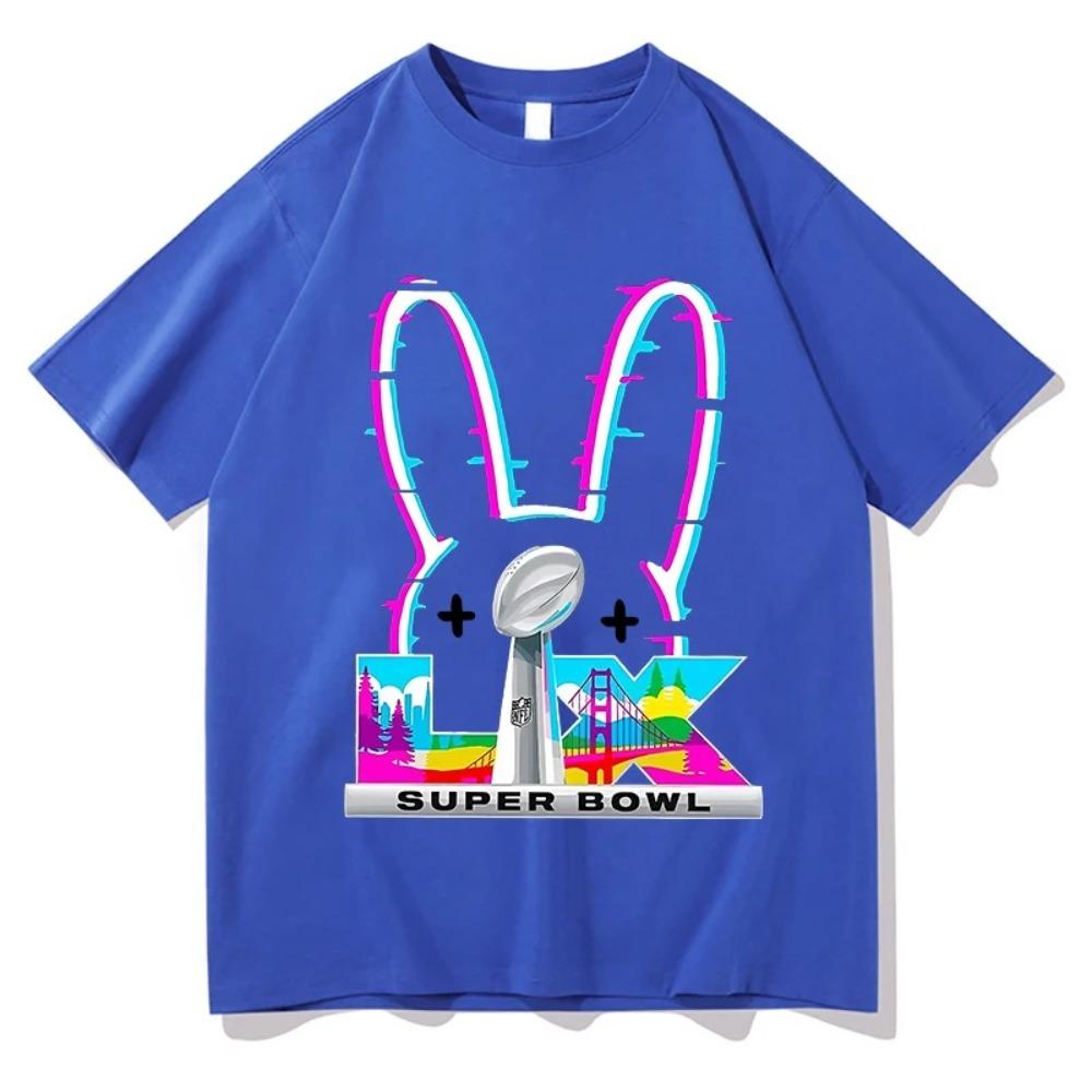 Bad Bunny Super Bowl LIX 2026 Neon Rabbit Oversized T-Shirt, San Francisco NFL Graphic Tee, Unisex Casual Top