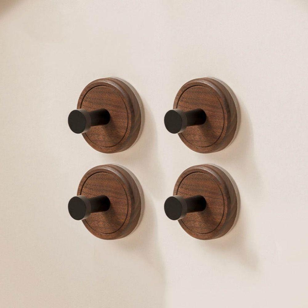 2pcs Wall Mount Suction Cup  Wood Hook No Drilling Door  Hook  Bathroom Accessories Storage