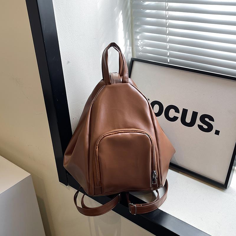 College Student Backpack 2025 Daily Commuter Business Solid Color Junior High School Student School Bag One Shoulder Crossbody Backpack