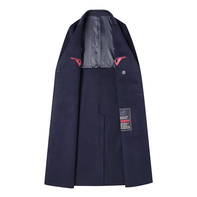 Men’s Double-Breasted Wool Trench Coat - Long Over-the-Knee Suit Collar for Autumn and Winter