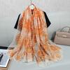 Silk Scarf Folral Women Summer Hijab  Luxury Print Sunscreen Shawl Wraps Bandana Ladies Head Scarves Large Foulard Echarpe