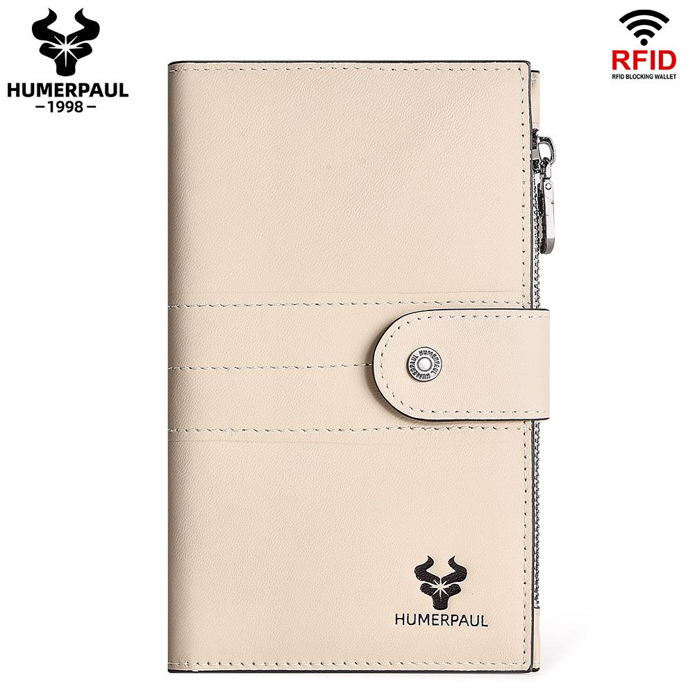 Humerpaul Ladies Leather Wallet Large-capacity Wallet Multi-function Coin Purse First Layer Cowhide Wallet Passport Holder Travel Card Holder