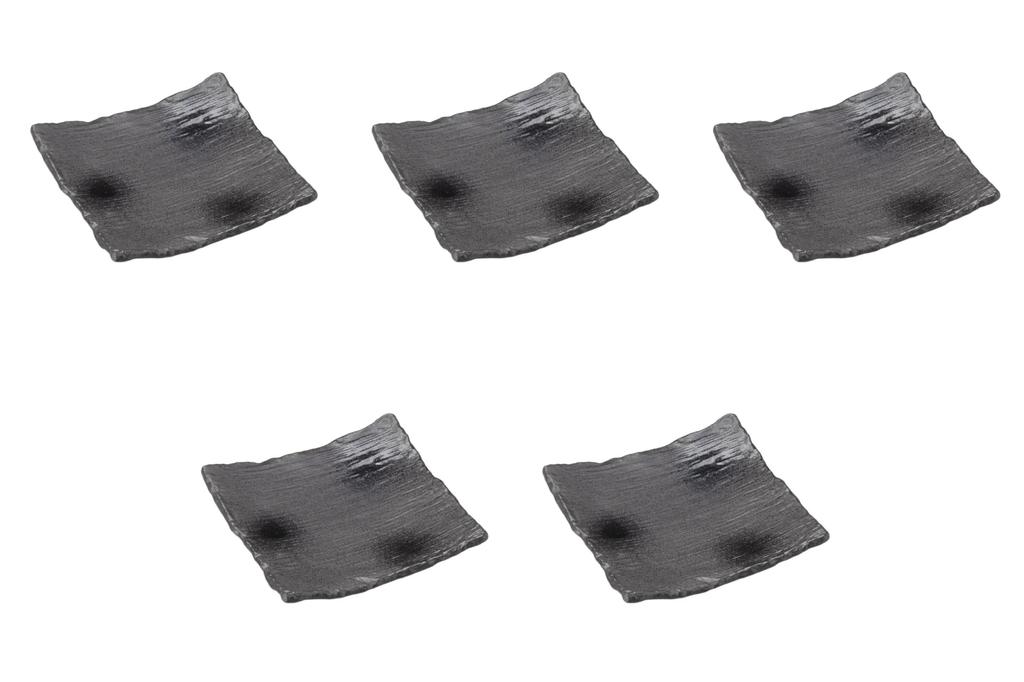 Set of 5 Rinkuro Bizen Higashiyama 23cm Square Plates X X Large Square Plates by Setomonohonpo [23.5 23.5 3cm]