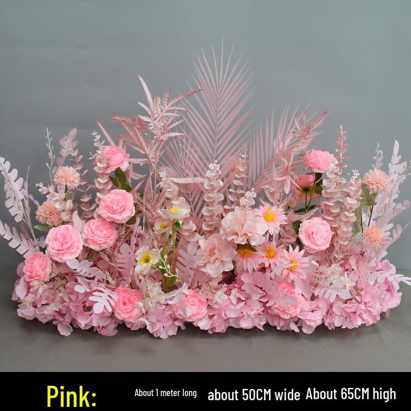 Blue Artificial Flower Row for Wedding Aisles and T-stage Decorations