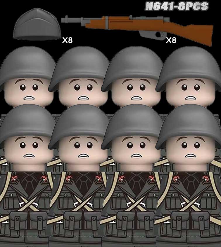 MOC WK2 Italienische Soldaten Figuren Bausteine Italien Armee Infanterie Offizier Waffen Pistole Umhang Helme Panzerkanone Steine Spielzeug