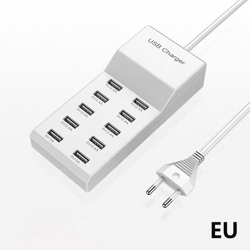 10-In-1 Usb Port Multi-Function Charger 5V Mobile Phone Power Bank Universal Fast Charging Widely Compatible For Us Eu