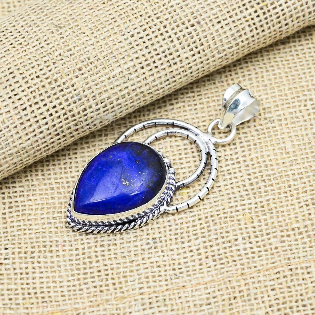 Lapis Lazuli Gemstone Handmade 925 Sterling Silver Wonderful Jewelry Pendant For Mother's Day Gift