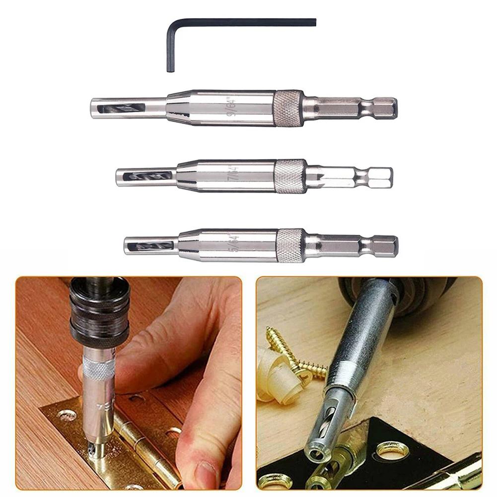 3/4/7pcs Self Centering Hinge Drill Bits Door Window Cabinet Cupboard Hinge Drilling Holes Cutter Woodworking Center Drill Bits