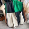 Fashion Korean-Style Colorblocked Faux Cashmere Scarf For Women Air Conditioner Shawl Elegant Thickened Cold-Proof Wrap For Autu
