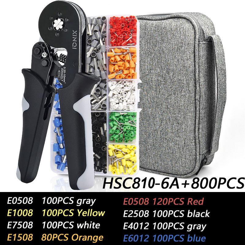 Hexagon Wire Terminal Ferrule Crimping Tool, HSC8 10-6A Self-Adjusting Ratchet Crimping pliers, Electrician Tools for AWG 23-7