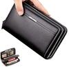 Double Zipper Men's Wallet Long Money Clip Leather Handbag Large Capacity Business Mobile Phone Card Holder Men's Gift Father Son Husband