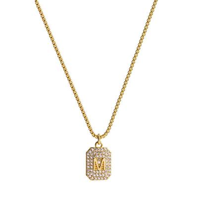 925 Sterling Silver Box Chain Zircon Square Charm Pendant Choker Necklace For Women Fine Jewelry Dz636