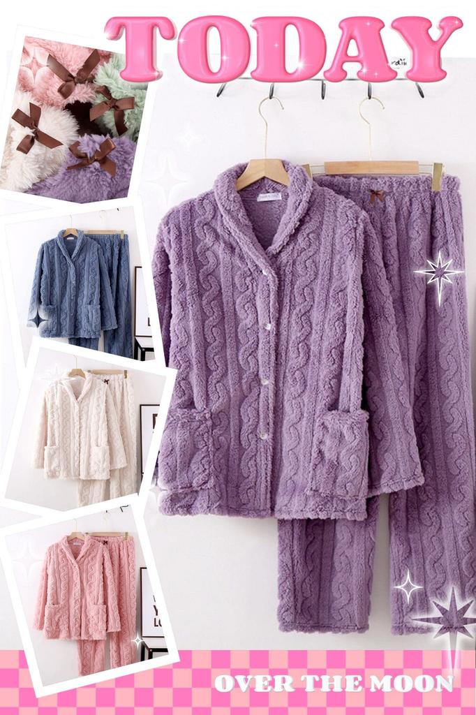 Fluffy Striped Flannel Warm and Fluffy for Fall and and a Great Gift for Day Women's Pajamas, Winter, Loungewear, Sleepwear, Mother's (M, Lavender)