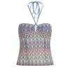 Little fresh girl dopamine gradual change color wool suspender design sense hollow low neck lace up sexy vest top