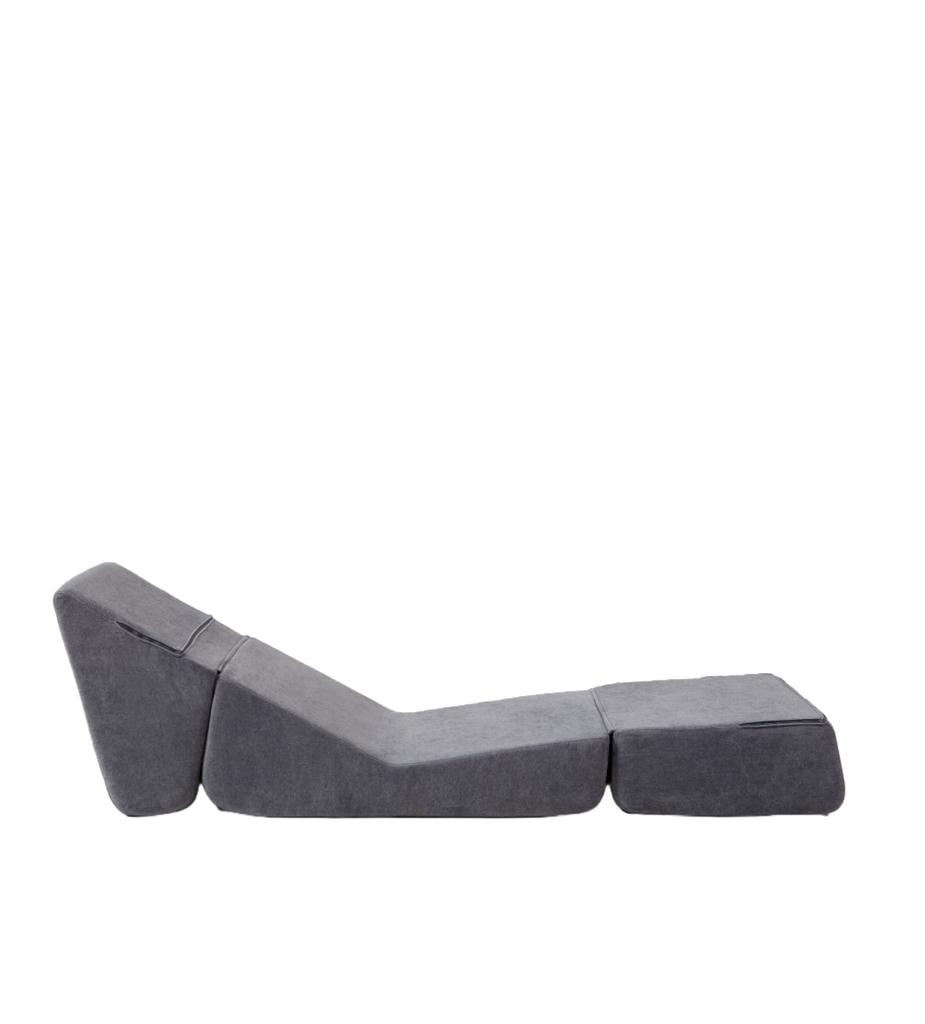 Small Couch Sofa Bed for Adults, Foldable Sofa Bed, Chaise Longue, Convertible Foam Floor Sofa, Mini Lounge Sofa with Triple Foldable Mattress, Grey