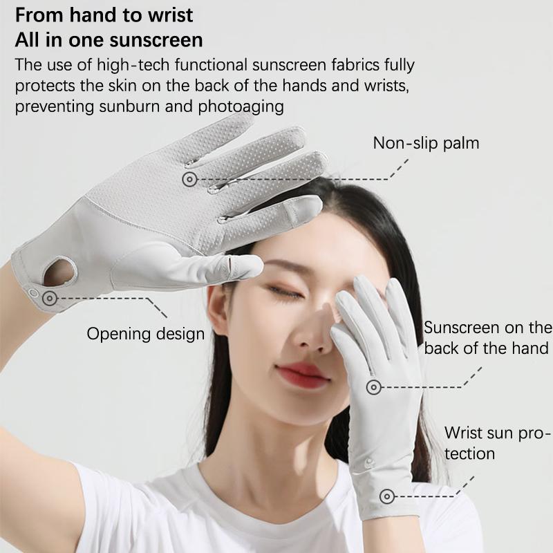 Summer  Sunscreen Gloves For Women Solid Color Uv Protection Ladies Gloves