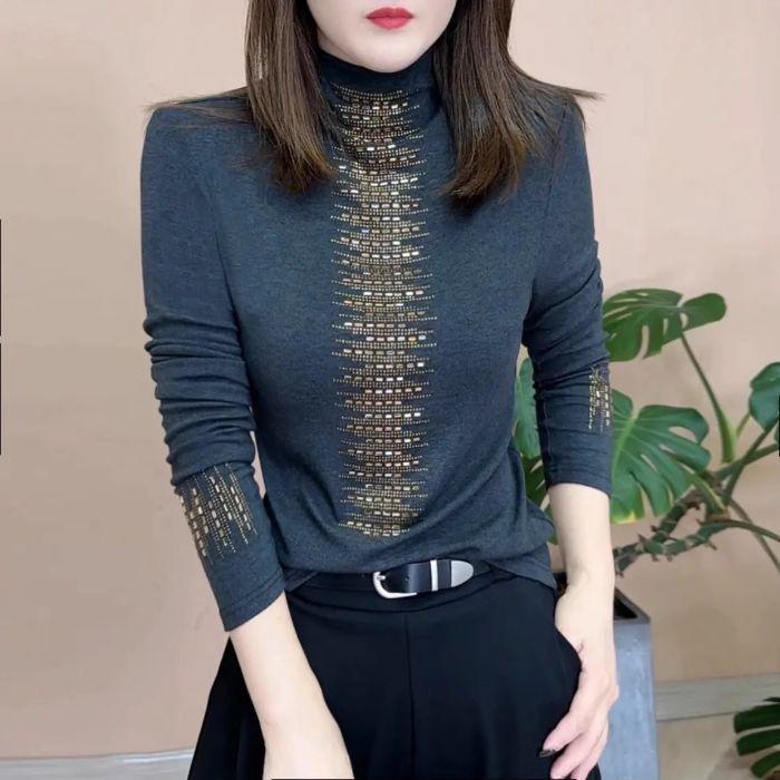 

Женский черный сетчатый кружевной бархатный топ на осень/зиму 2024: Трендовое нижнее белье для мам 3XL темно-серого