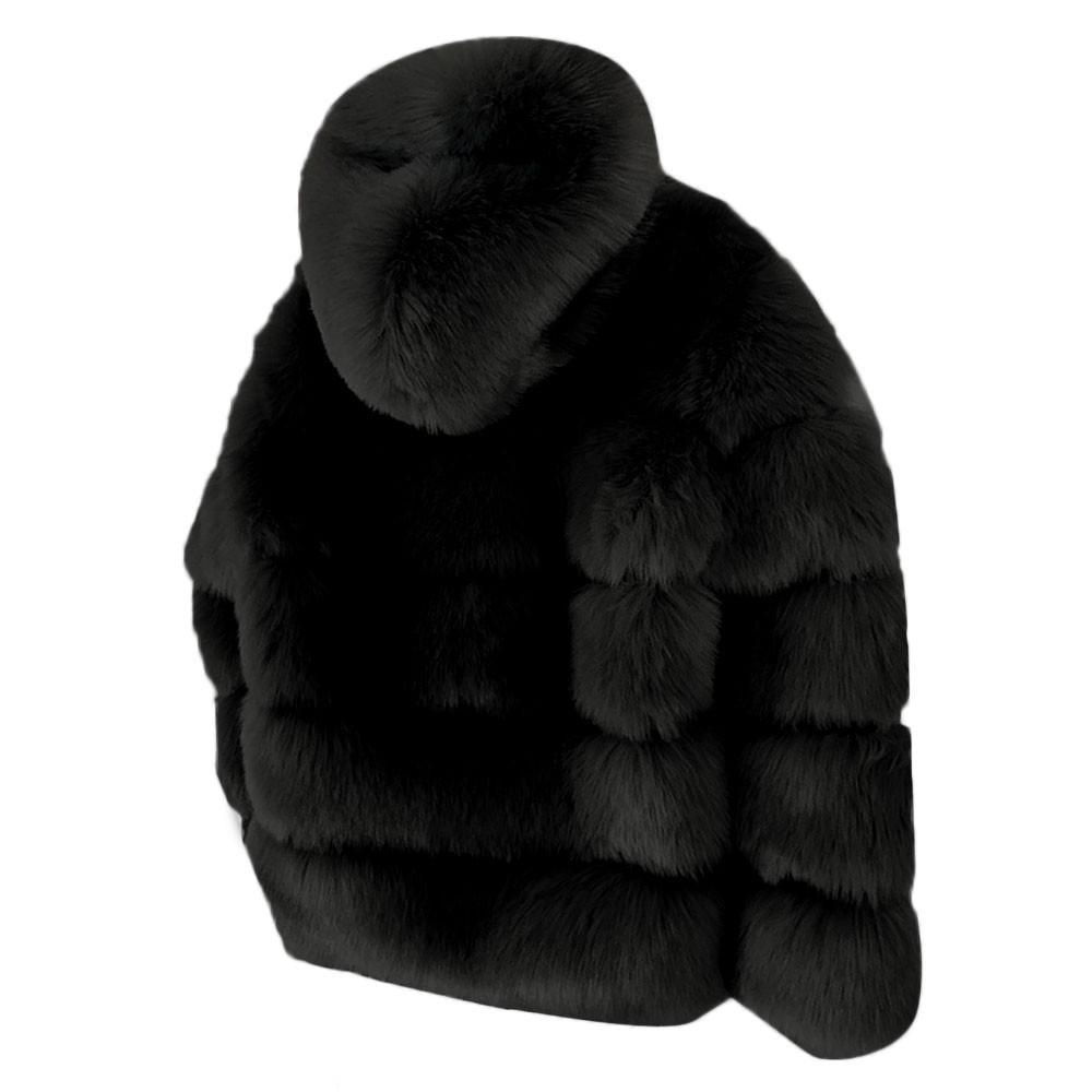 Women Faux Mink  Winter Hooded New Faux  Jacket Warm Thick Outerwear Jacket