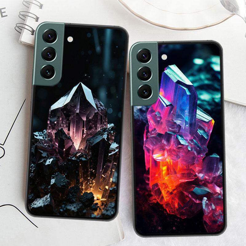 Natural Crystal Diamonds Phone Case For Samsung Galaxy S22 S25 Ultra S21 S10 Plus S26 Edge S20 S23 S24 FE Cover Silicone Sof