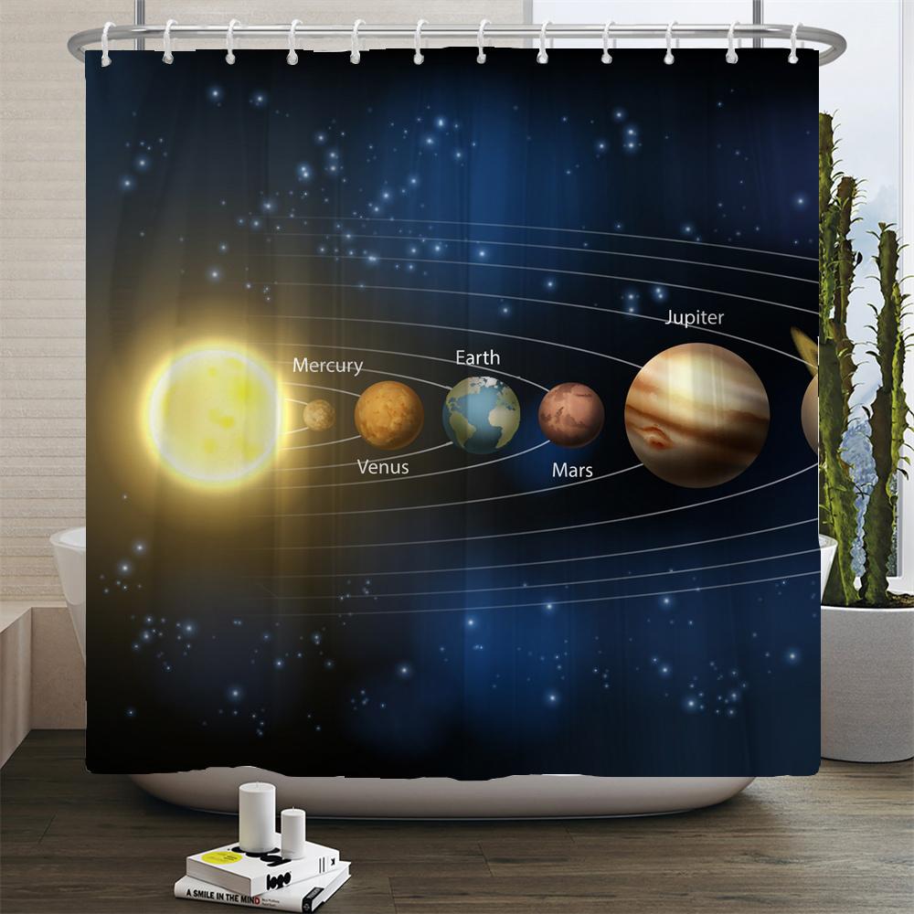 

Starry Space Shower Curtain Blue Galaxy Shower Curtains Nebula Waterproof Polyester Fabric for Bathtub Bath Room Decor with Hook W90xH180cm