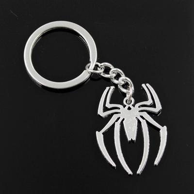 Neue Mode für Männer 30mm Schlüsselanhänger DIY Metallhalter Kette Vintage Spinne Halloween 38x29mm Silber Farbe Anhänger Geschenk