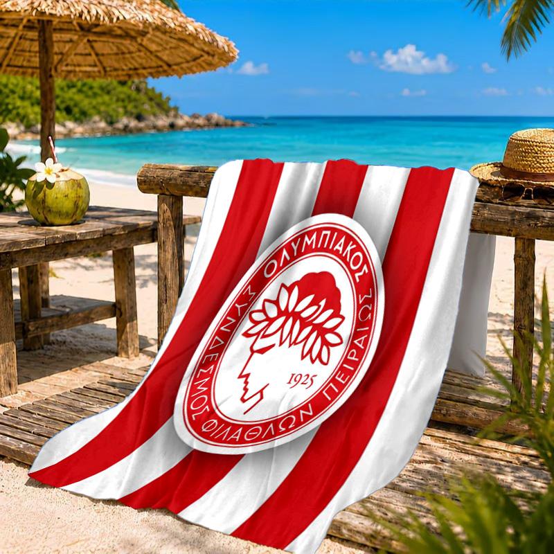Olympiacos Fc: Serviette de plage Fierté Rouge et Noire, Séchage Rapide, Facile d'Entretien, Convient aux Vacances Fitness et Plage, Essentiel Sportif