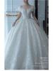 2025 French Luxury Wedding Dress for Petite Pregnant Bride - Princess Style with Train and Heavy Embroidery (D102)