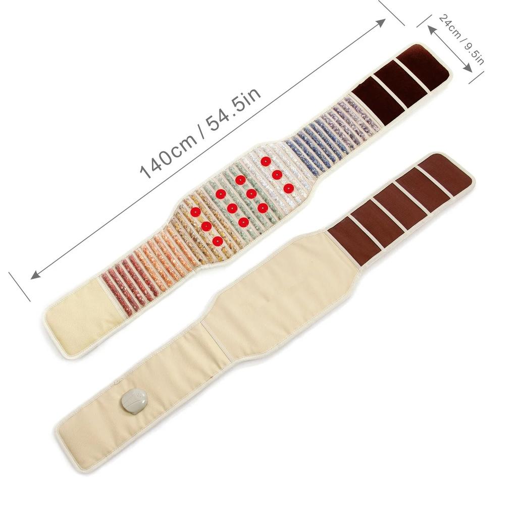 54.5 x 9.5 inches PEMF Full-Body Far-Infrared Heating Pad Magnetic Therapy Mat Chakra Gemstone Photon Waist Belt With 7 Crystals