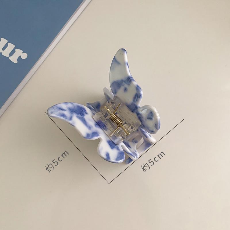 Retro Blue & White Porcelain Pattern Acetate Hair Claw
