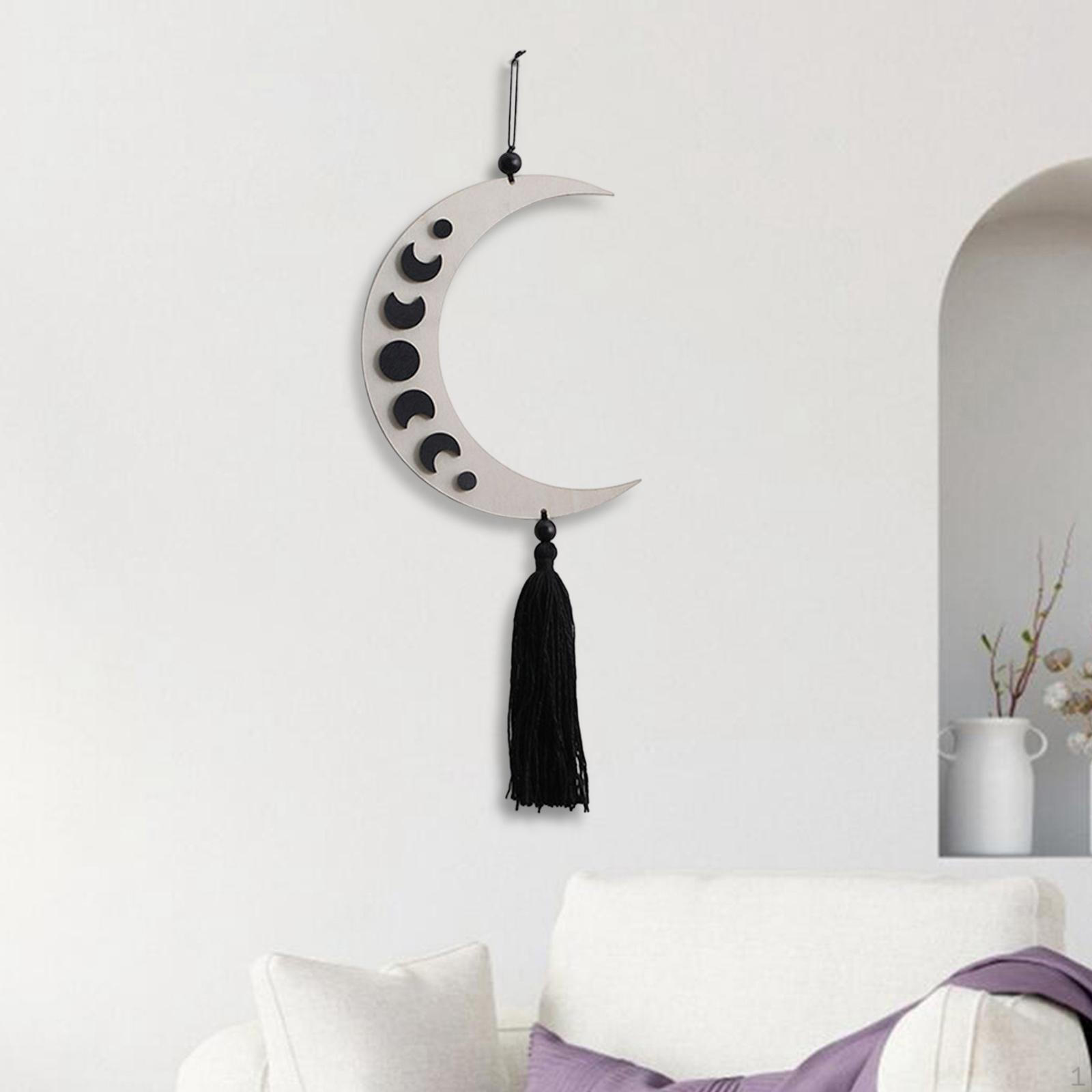 

Phases Wooden Wall Hanging Garland Boho Decoration for on The Wall, Shelf, Bedpost, Mirror, Crescent