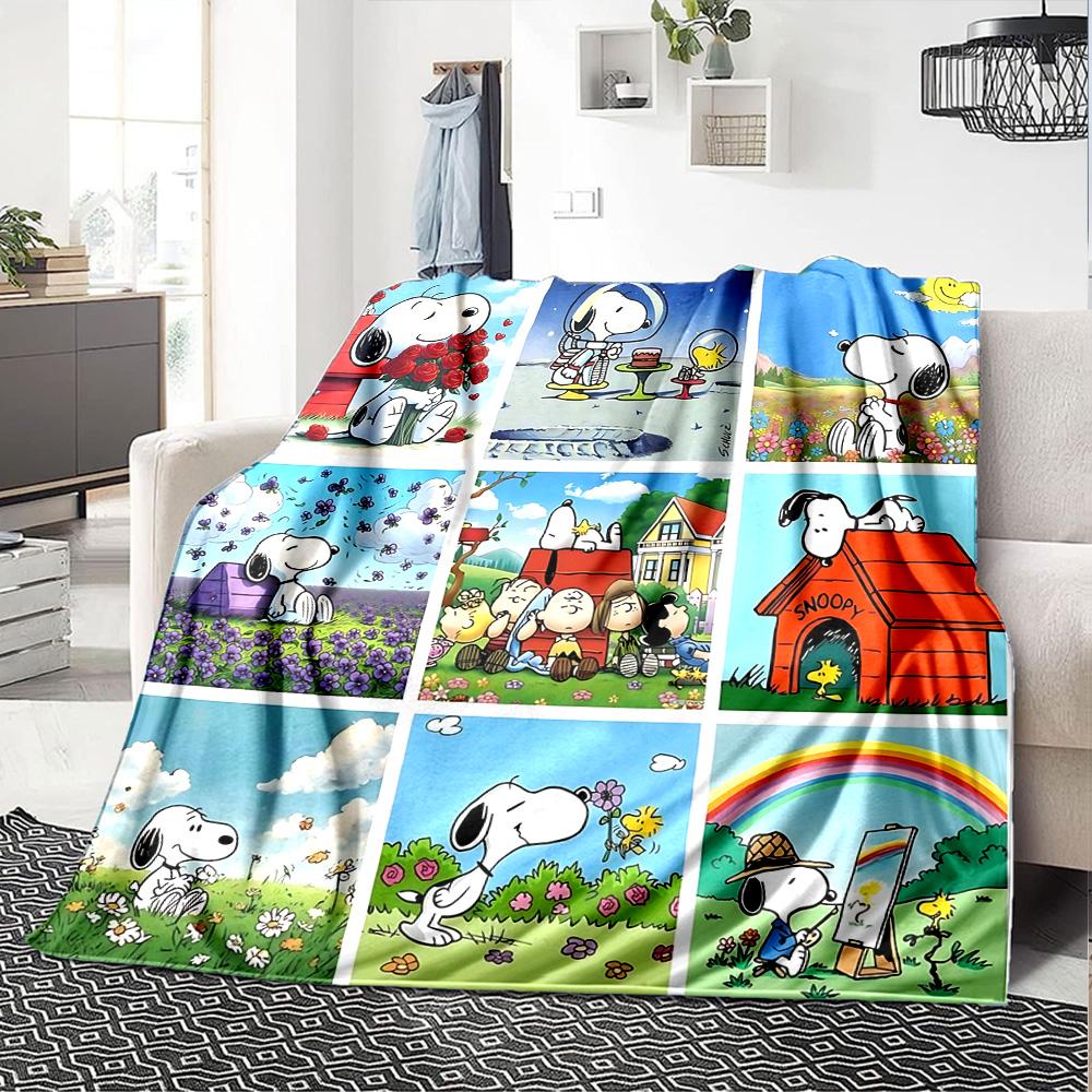 1pc Snoopys Valentine Collage flannel Blanket for Super Soft Cute Comfort Blanket for Travel Bedding Couch Sofa Blanket Y7306