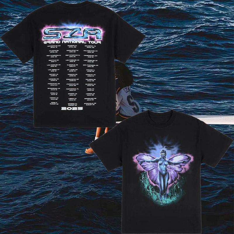2025 SZA MARIAS Lamar T-shirt Grand National Tour Odzież męska i damska Oversize Vintage Unisex Wysokiej jakości bawełniane ubrania