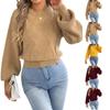 Women's Winter Color Loose Fit Sleeve Short Pullover Sweater with Waist Definition