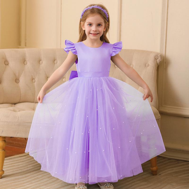 

Girls Long-Sleeve Mesh Princess Dress for Middle/Big Kids - Evening Performance Costume 140 cm