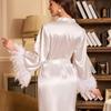 Women's Elegant and Comfortable Solid Color Belted Long-Sleeve Sleep Robe Loungewear