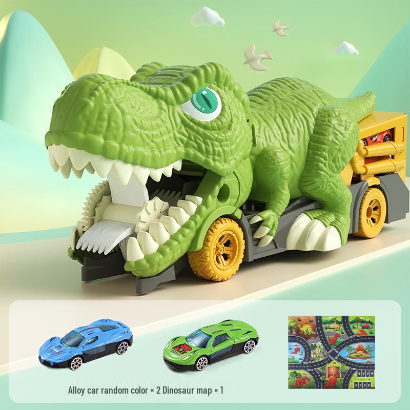 Cross-Border Dinosaur Pull-Back Car: Alloy Toy with Storage Map for Boys