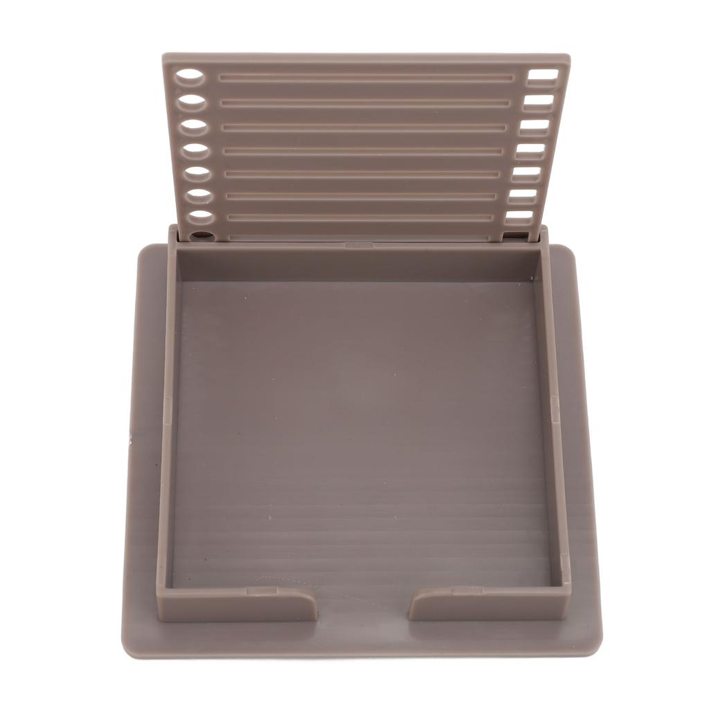 Sticky Note Holder with Stencil Clear Frames Sticky Note Template and Organizer Box for 3x3inch Note Pads Brown