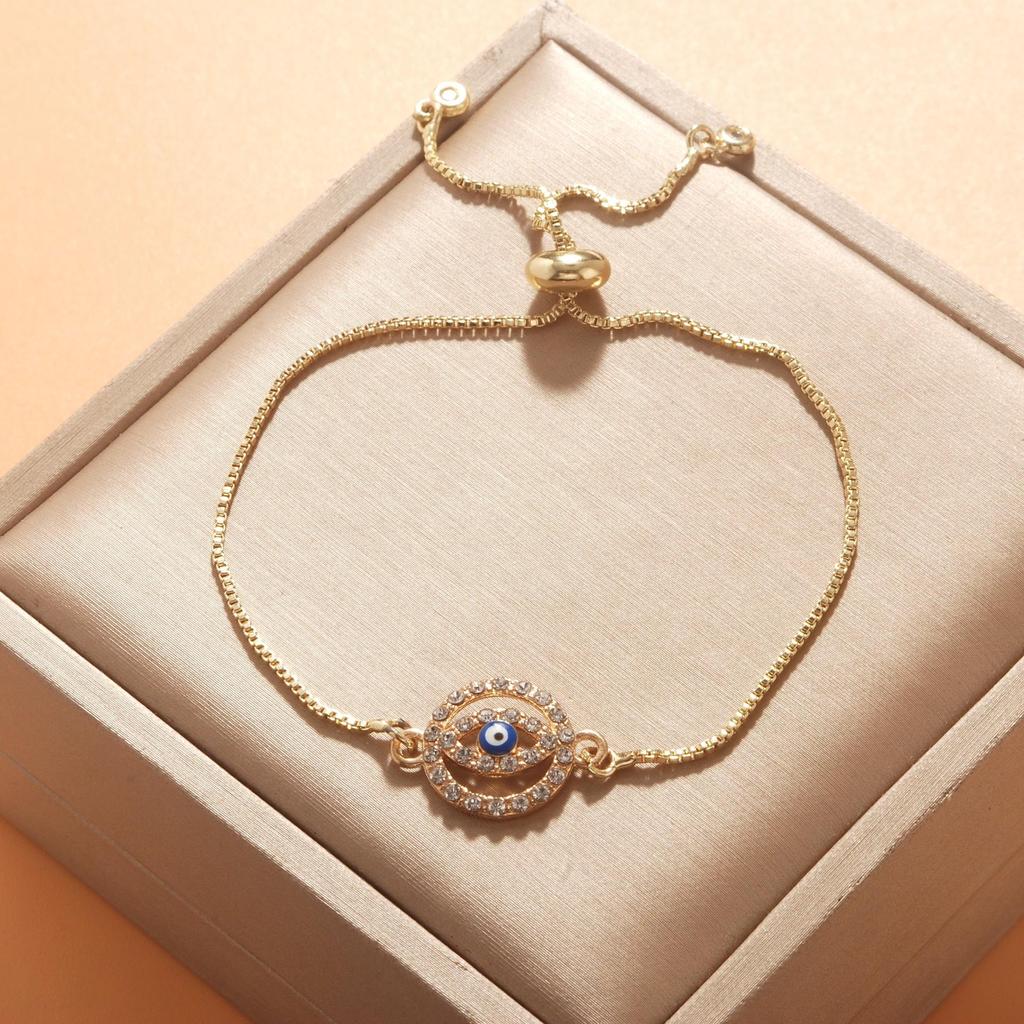 Verstellbares 8-förmiges Evil Eye Herzarmband für Damen - Europäische & Amerikanische Mode, Südostasiatischer Einfluss