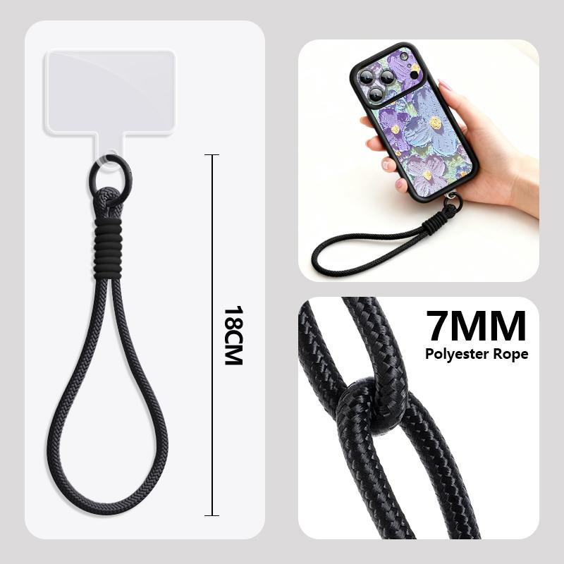 Wrist Strap Lanyard Phone Case For iPhone 17 Pro Max 17E 16E 16 14 15 Pro 12 13 Pro Max 11 Oil Painting Flower Pattern TPU Cover