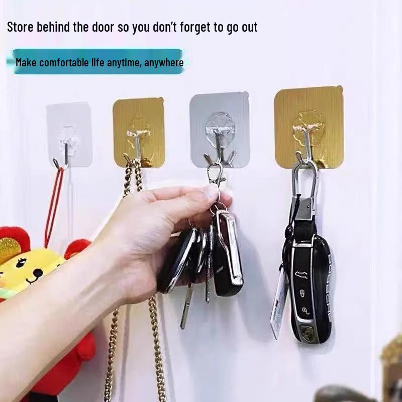 Transparent Wall Hook with Interlocking Buckle for Bathroom and Kitchen – Strong, Adhesive, and Traceless
