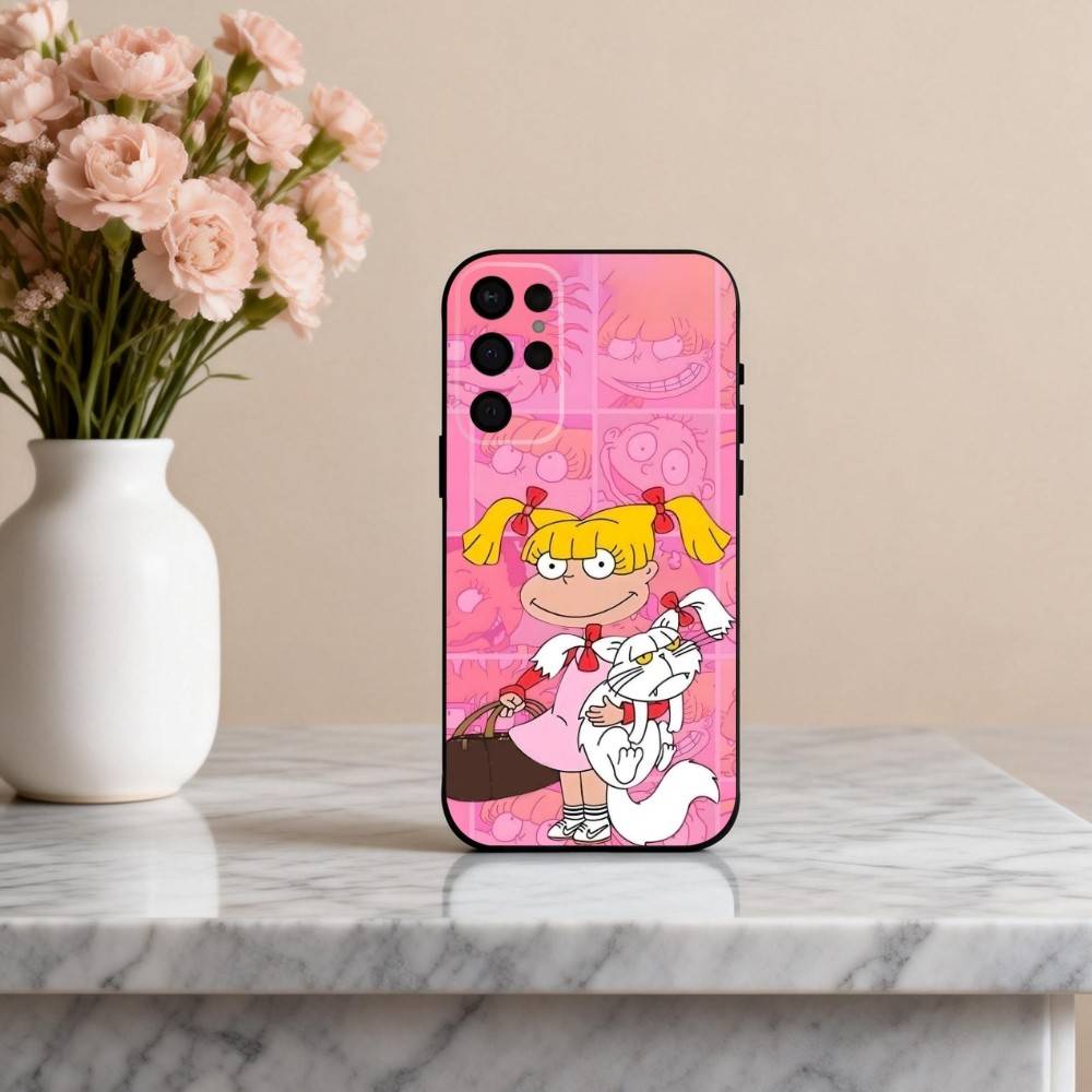 R-Rugrat-T C-Chuckie A-Angelica Phone Case For Samsung S25,24,23,22,30,21,10,9,Ultra,Plus,Lite,FE,4,5 G Soft Black Case