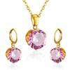 Titanium Steel Round Crystal Rhinestone Necklace And Earrings Set Fashion Jewelry Two Piece