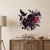 Purple Black Peony Flower Bird Wall Sticker Self Adhesive Removable Decal for Bedroom Living Room Home Decor Vinyl Art Mural