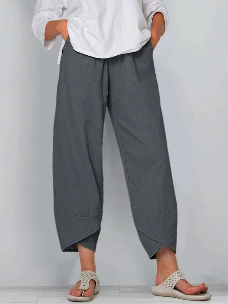 Elastische Taille Katoen Linnen Losse Casual Broek Huisbroek Dames