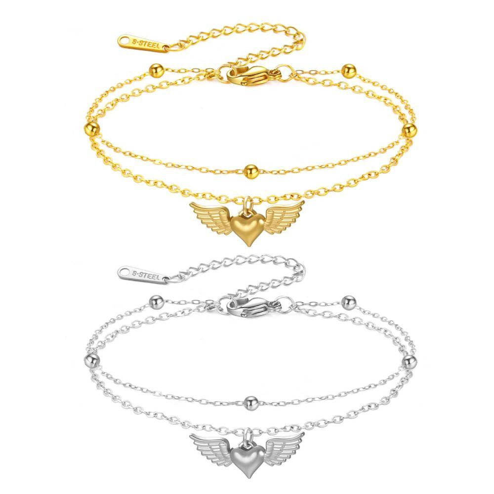 Verstellbares Design Herz Flügel Armband Wasserdicht Engel Flügel Armband Herz Schlüssel Armband Für Mädchen