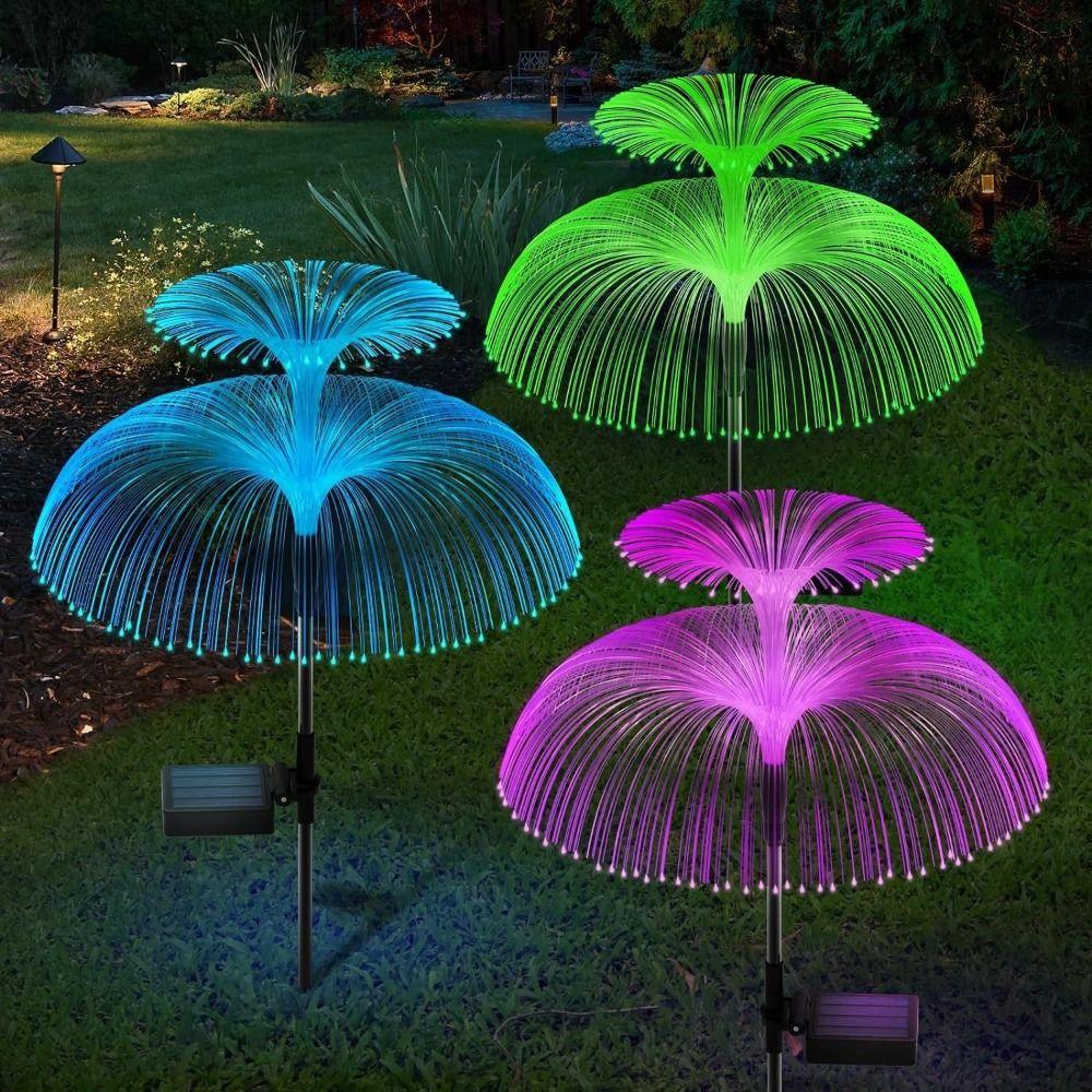 1/2/3/5 Layer Solar Jellyfish Lamp Colorful Fiber Optic Lamp Jellyfish Lawn Light  Outdoor