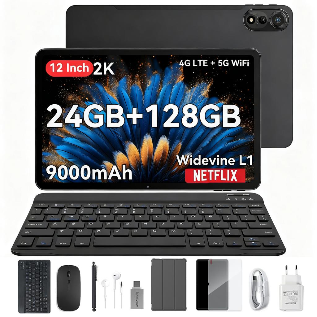 Blackview MEGA 2 Android 15 4G Tablet 12 inç 24GB/36GB RAM 256GB ROM Widevine L1