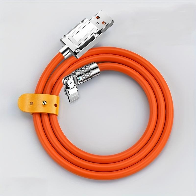 Datenkabel aus Zinklegierung mit 180°-Drehung, 6A Schnelllade-Silikon-USB-Datenkabel