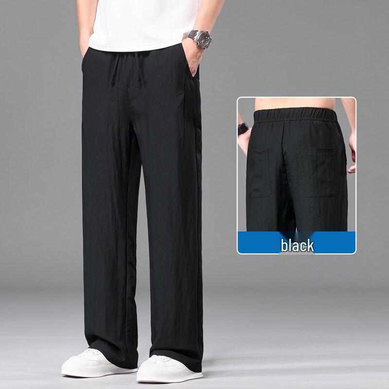 Romon Men s Tencel Linen Straight-Leg Casual Pants 4XL